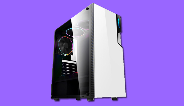 白色高端側(cè)透機(jī)箱，高顏值鋼化玻璃款